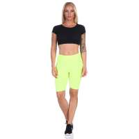 Leggings 1/2 Radlerhose kurz gemusterter Stoff Gelb XS/S