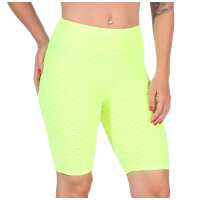 Leggings 1/2 Radlerhose kurz gemusterter Stoff Gelb XS/S