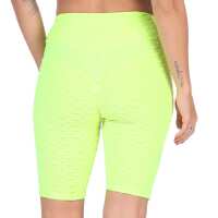 Leggings 1/2 Radlerhose kurz gemusterter Stoff Gelb XS/S