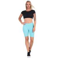 Leggings 1/2 Radlerhose kurz gemusterter Stoff Grün XS/S