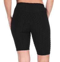 Leggings 1/2 Radlerhose kurz gemusterter Stoff Schwarz XS/S