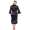 Damen 2 Teiler Kimono Negligé Nachtmantel Satinrobe mit Spitze;