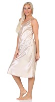 Damen Negligé Nachtwäsche Nachtkleid Dessous Satin;  Beige/L