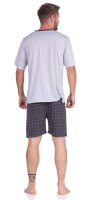 Herren Pyjama Short und T-Shirt Schlaf-Anzug; Grau S/46