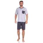 Herren Pyjama Short und T-Shirt Schlaf-Anzug; Grau XL/52