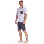 Herren Pyjama Short und T-Shirt Schlaf-Anzug; Grau XL/52