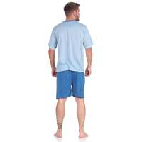 Herren Pyjama Short und T-Shirt Schlaf-Anzug; Grüngrau M/48
