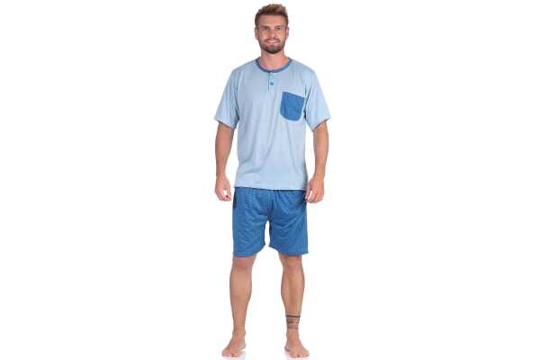 Herren Pyjama Short und T-Shirt Schlaf-Anzug; Grüngrau XXL/54