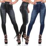Damen Leggings Jeggings Denim-Look Hoher Bund