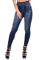 Damen Leggings Jeggings Denim-Look Hoher Bund Blau S/M/L