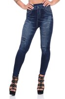 Damen Leggings Jeggings Denim-Look Hoher Bund Blau S/M/L