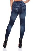Damen Leggings Jeggings Denim-Look Hoher Bund Blau S/M/L