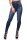 Damen Leggings Jeggings Denim-Look Hoher Bund Blau S/M/L