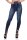 Damen Leggings Jeggings Denim-Look Hoher Bund Blau S/M/L