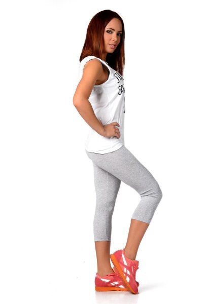 Damen Leggings 3/4 Sommer Capri Graumeliert M/38