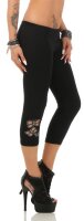 Damen 3/4 Leggings Leggins kurz mit Strass Gr. S/36 , M/38 Schwarz S/36