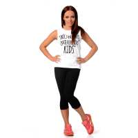 Damen Sport Fitness Leggings Slim; Schwarz 3/4 L