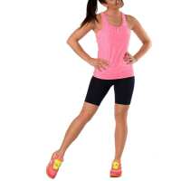 Damen Sport Fitness Leggings Slim; Schwarz 1/2 2XL