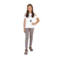 Mädchen Kinder Leggings gemustert in Baumwolle; Muster-1 140/146