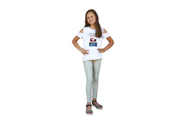 Mädchen Kinder Leggings gemustert in Baumwolle; Muster-8 152/158
