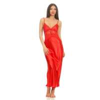 Damen langes Satin Negligé Nachtkleid Dessous +...