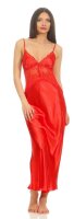Damen langes Satin Negligé Nachtkleid Dessous +...