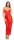 Damen langes Satin Negligé Nachtkleid Dessous + G-String, Rot/L