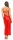 Damen langes Satin Negligé Nachtkleid Dessous + G-String, Rot/L