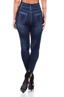 Damen Leggings Jeggings Denim-Look Hoher Bund Blau-1 S/M/L