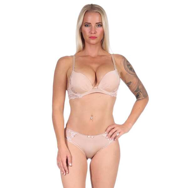 Push-up-BH mit Panty Set; Beige 75 Cup C