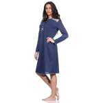 Damen Nachtkleid Nachthemd Sleepshirt mit Knopfleiste;