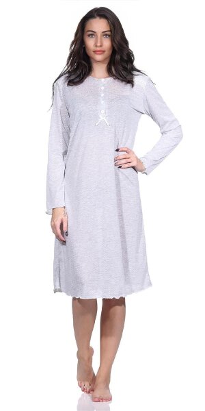 Damen Nachtkleid Nachthemd Sleepshirt mit Knopfleiste; Grau XXL