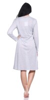 Damen Nachtkleid Nachthemd Sleepshirt mit Knopfleiste; Grau XXL