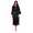 Damen Satin Morgenmantel Kimono mit Spitze Seidenoptik Hausmantel Schwarz M/38