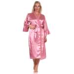 Damen Kimono Morgenmantel Nachtmantel Satinrobe mit...