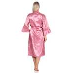 Damen Kimono Morgenmantel Nachtmantel Satinrobe mit Spitze; Altrosa/M/38