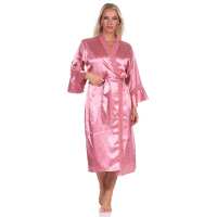 Damen Kimono Morgenmantel Nachtmantel Satinrobe mit...