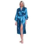 Damen Kimono Morgenmantel Nachtmantel Satinrobe mit...