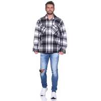 Herren Holzfäller Hemd Thermohemd Sweatshirt Fleece Kariert Jacke, Gr. Grafit-Weiß/M