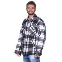 Herren Holzfäller Hemd Thermohemd Sweatshirt Fleece Kariert Jacke, Gr. Grafit-Weiß/M