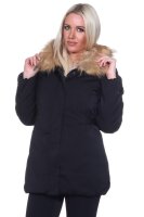Damen Winterjacke Fellimitat Langarm Jacke Outerwear; Schwarz 32