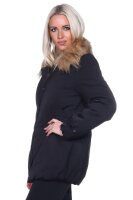 Damen Winterjacke Fellimitat Langarm Jacke Outerwear; Schwarz 32
