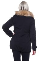 Damen Winterjacke Fellimitat Langarm Jacke Outerwear; Schwarz 32