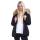 Damen Winterjacke Fellimitat Langarm Jacke Outerwear; Schwarz 36