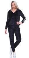 Damen Nicki Freizeitanzug Hausanzug Jogginganzug Nicki-Anzug mit Reißverschluss; Schwarz S