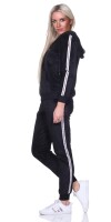 Damen Nicki Freizeitanzug Hausanzug Jogginganzug Nicki-Anzug mit Reißverschluss; Schwarz S