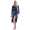 Damen Morgenmantel Kimono Satinrobe mit Spitze; Dunkelblau/S