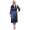 Damen Morgenmantel Kimono Satinrobe mit Spitze; Dunkelblau/S