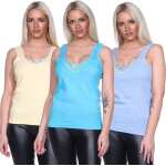Damen Top Unterhemd mit Spitze Baumwolle