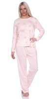 Damen Pyjama lang zweiteiliger Schlafanzug; Aprikose XXL
